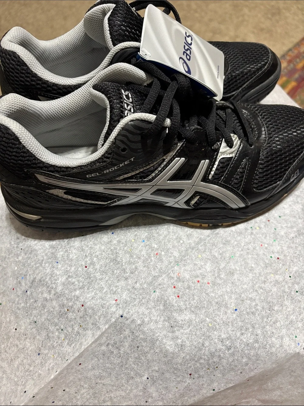 Asics Black and Silver GEL Volleyball Shoes